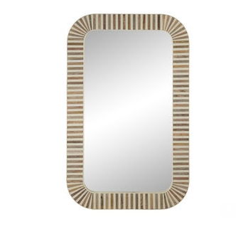 wood and bone rectangular Mirror