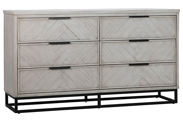 Reclaimed Acacia Wood and Metal Frame Six Drawer Dresser